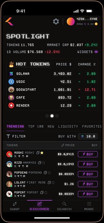 Mobile Discover Page